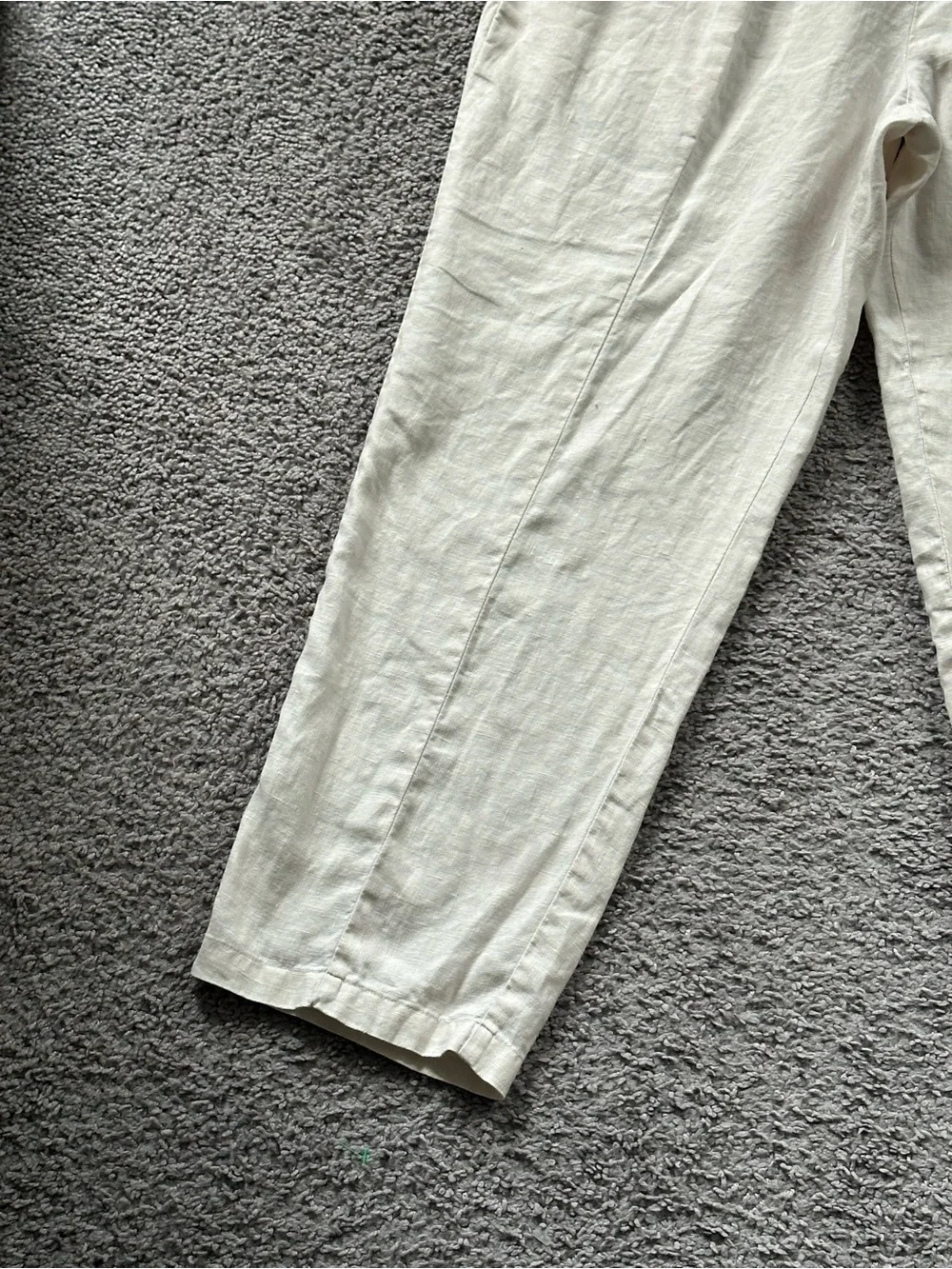 Quince Linen Elastic Waist Crop Pants - Beige / Flax Large
